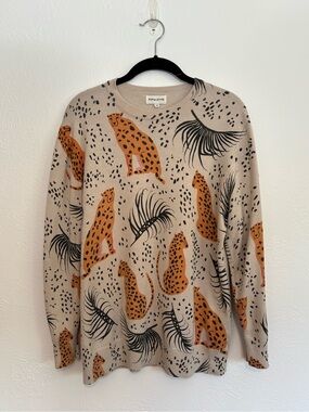PepaLoves Beige Crewneck Sweater with Orange Leopards